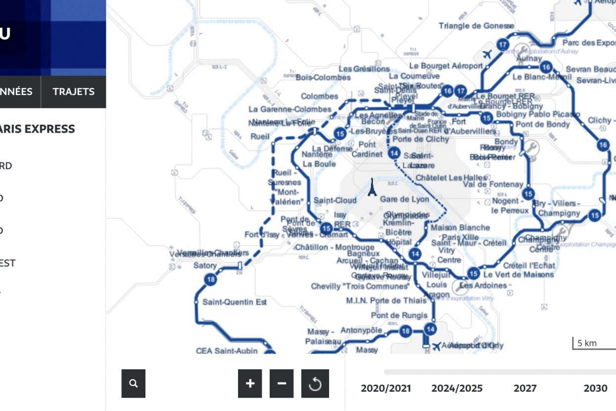 Réseau de transport construit par la Société du Grand Paris